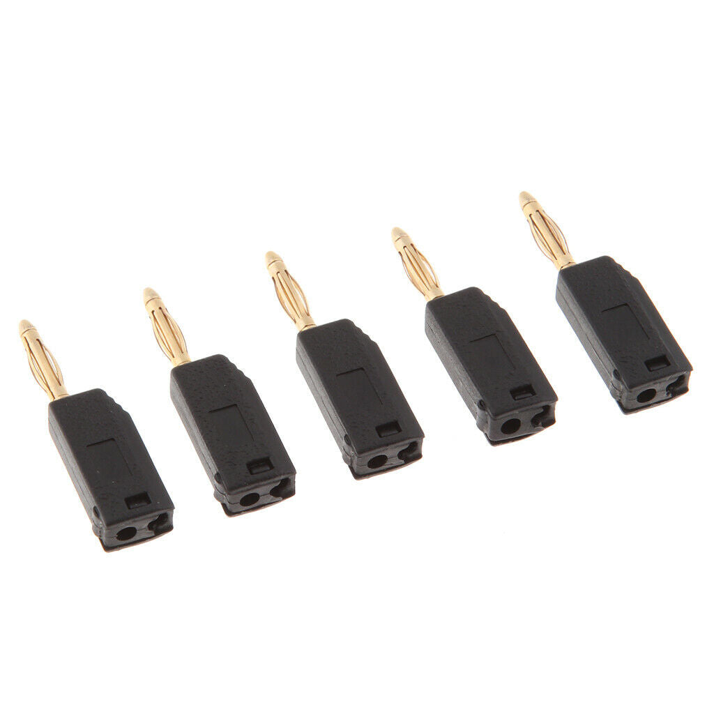 5Pieces Banana Speaker Wire Cable Plugs Connectors 2mm - black