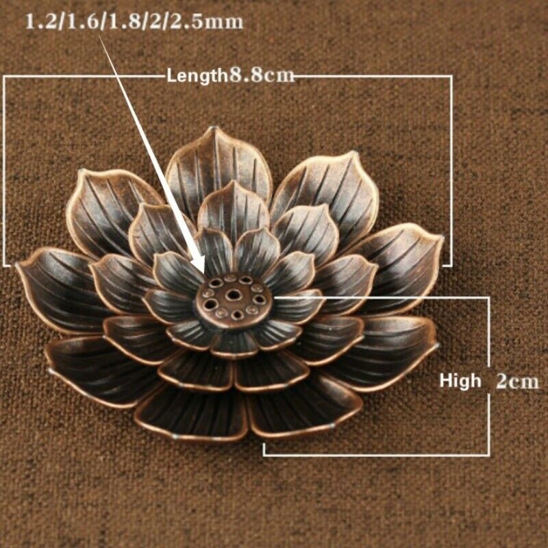 Incense Burner Stick Holder Lotus Shape Brass 6 Holes Aromatherapy Zinc Alloy