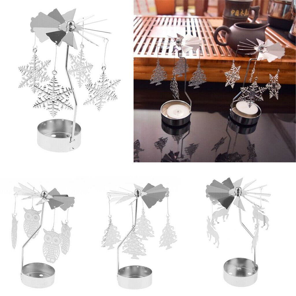 4x Metal Tea Light Snowflake Elk Tree Owl Xmas Decor Candle Holder