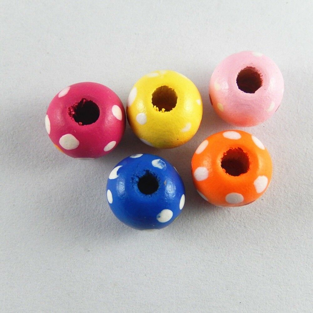 300pcs Multi Color Wood Beads Charm For Jewelry Bracelet Pendant Making 10*9*9mm