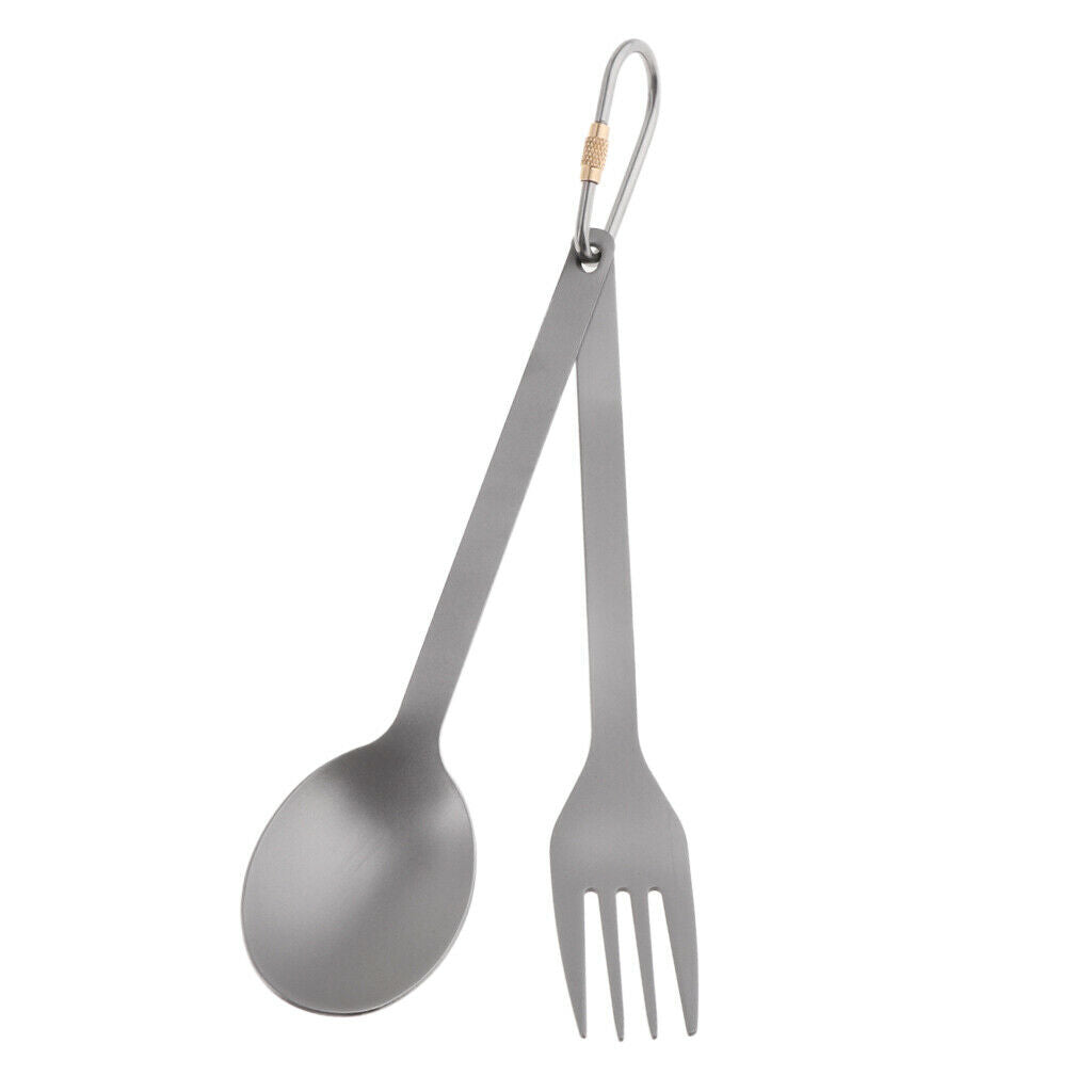 Outdoor Titanium Tableware Flatware Spoon Fork Spork Spoon Fork with Buckle