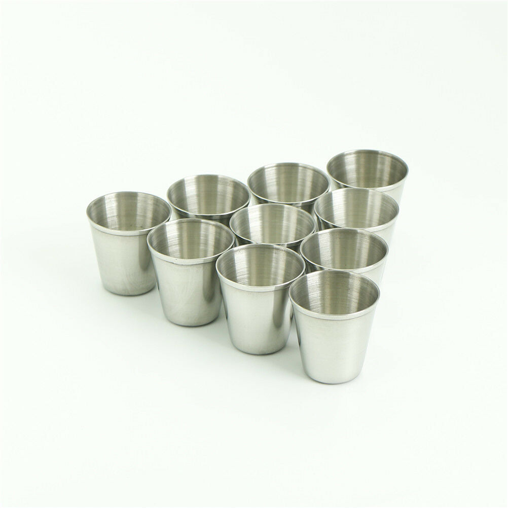 10Pcs 30ml Portable Stainless Steel Wine Drinking Shot Glasses Barware Cup XC