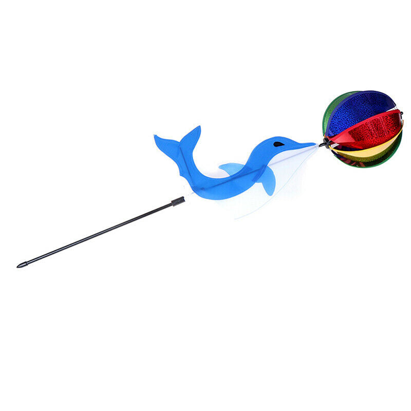 Cute Cartoon Dolphin Rainbow Wind Spinner Colorful Windmill Kids Outdoor .l8