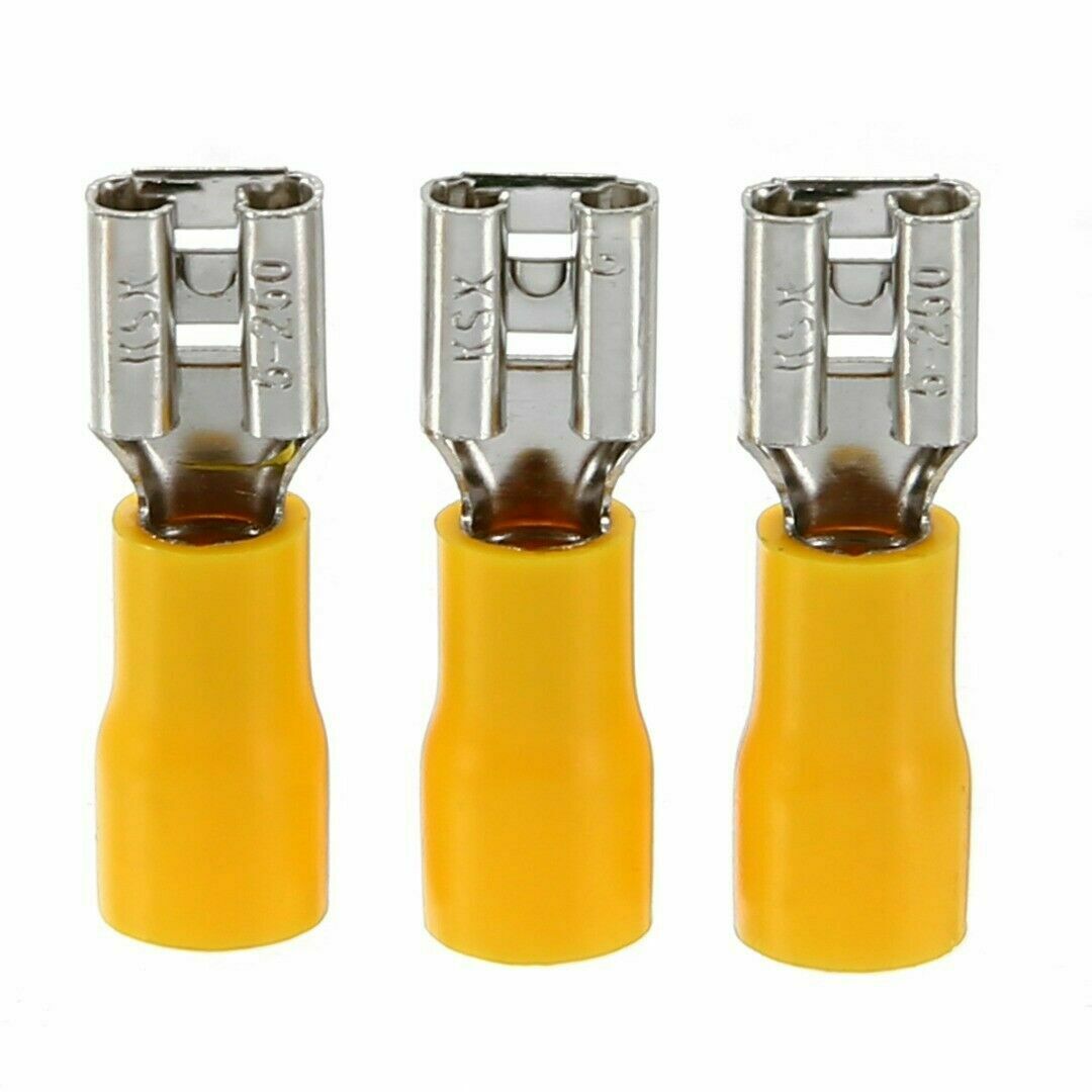 50pcs 10-12 AWG Insulated Female Spade Wire Crimp Terminal Connector Yellow New