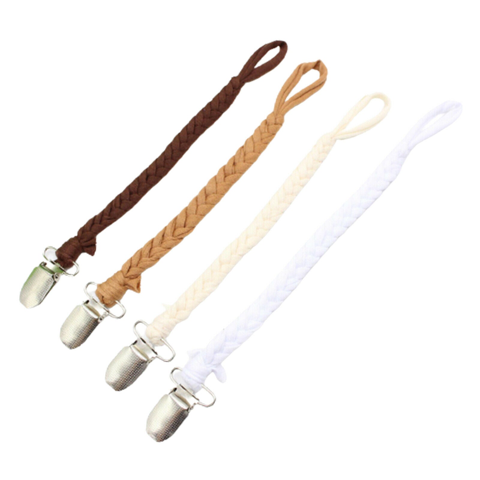 4x Baby Dummy Chain Pacifier Clip Braided Strap Soother Holders Infant Newborn