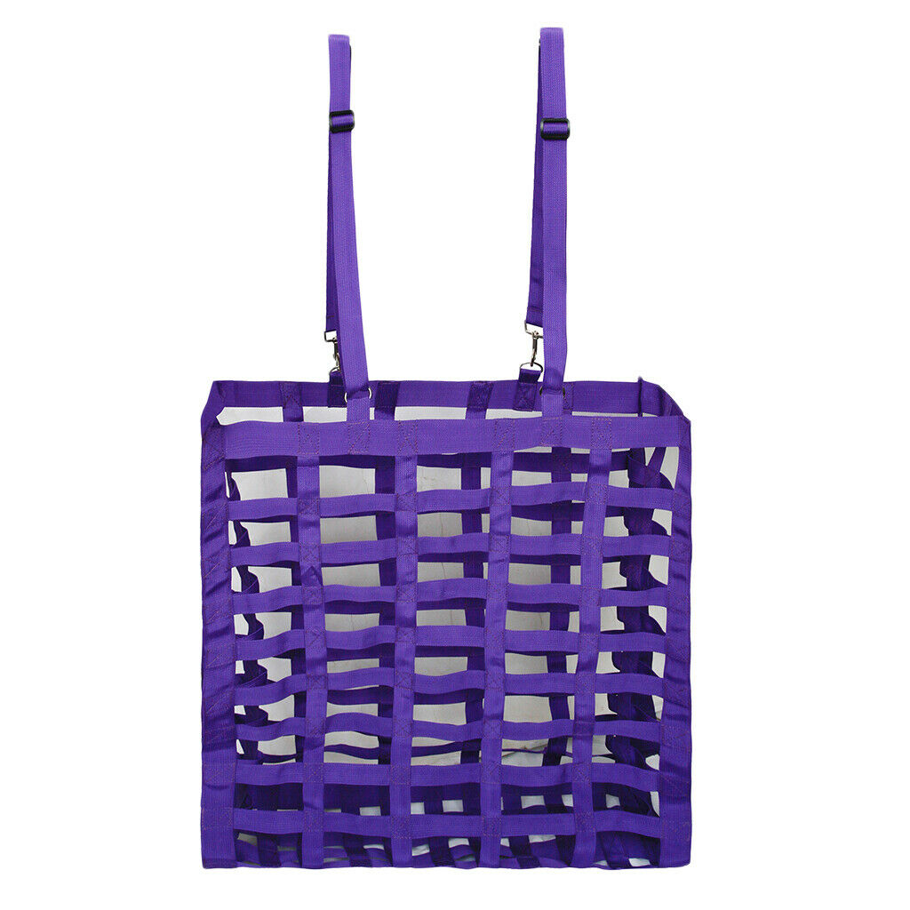Horse Hay Bag Equestrian Adjustable Slow Feed Hay Net Tote Pouch for Cows Purple