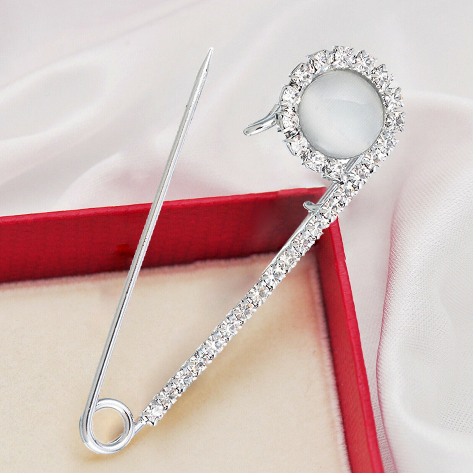 6 Pack Creative Women Crystal Brooch Pins Buckle Anti-Exposure Fixed Clothes