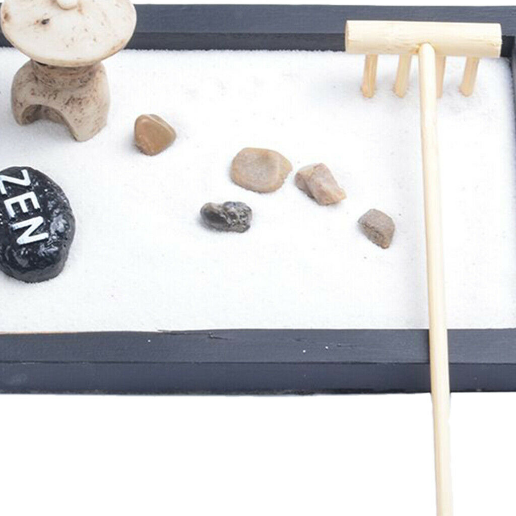 Chinese Traditional Zen Garden Candle Incense Holder White Sand and Rake