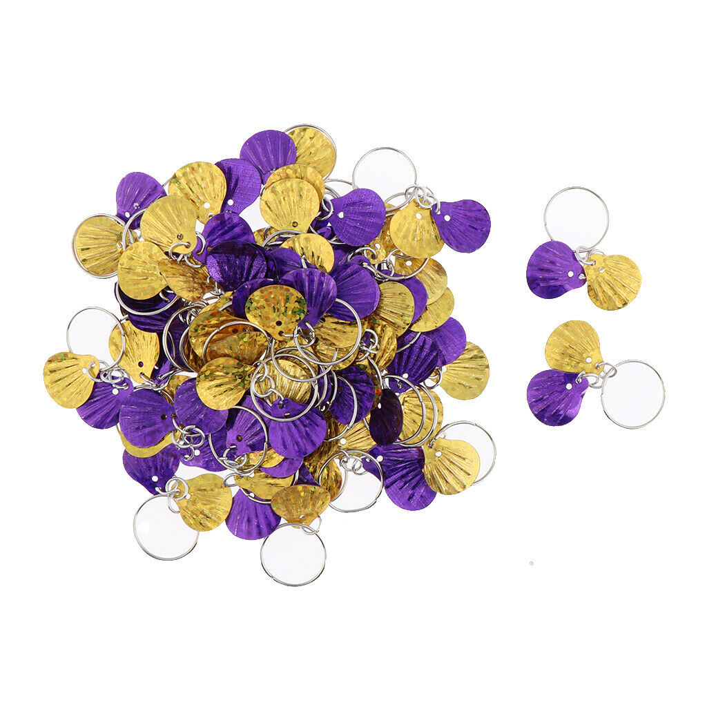 50pc Hair Pendant Circlet Set For Braid DIY Hairstyle Purple+Golden