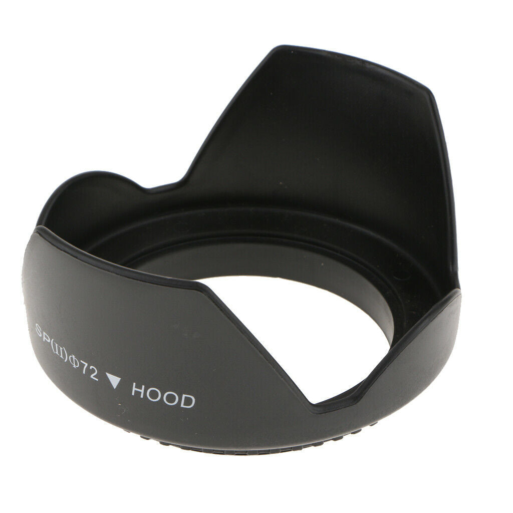 72mm Plastic Standard Crown Petal Flower Shaped Camera Lens Hood Black