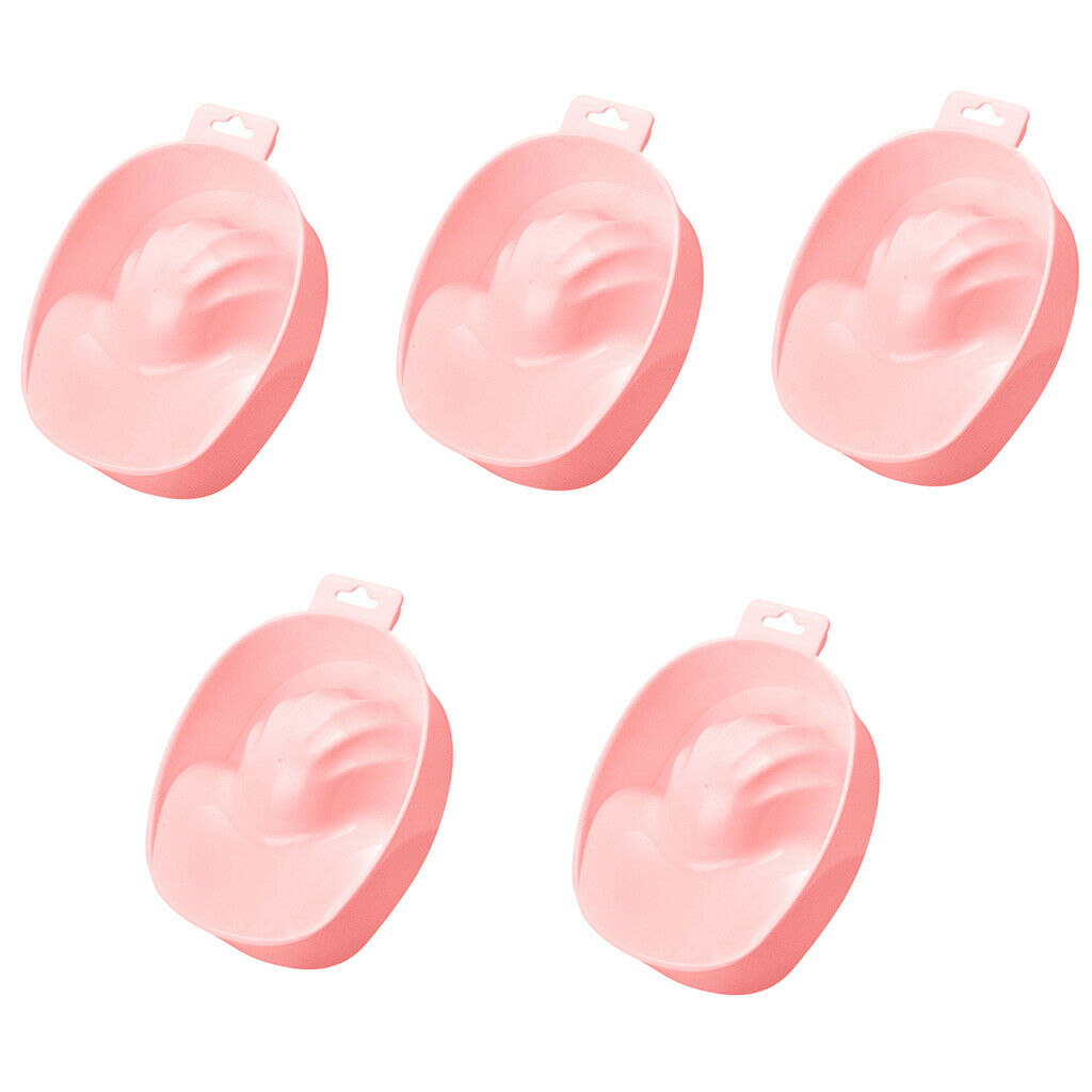 5 Pieces Nail Art Manicure Care Soak Bowl Polish Remover Soak Tray Pink