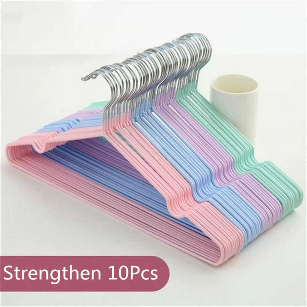 20pcs PVC Coated Steel Clothes Hanger Clothing Coat Organizer Hanging Rack