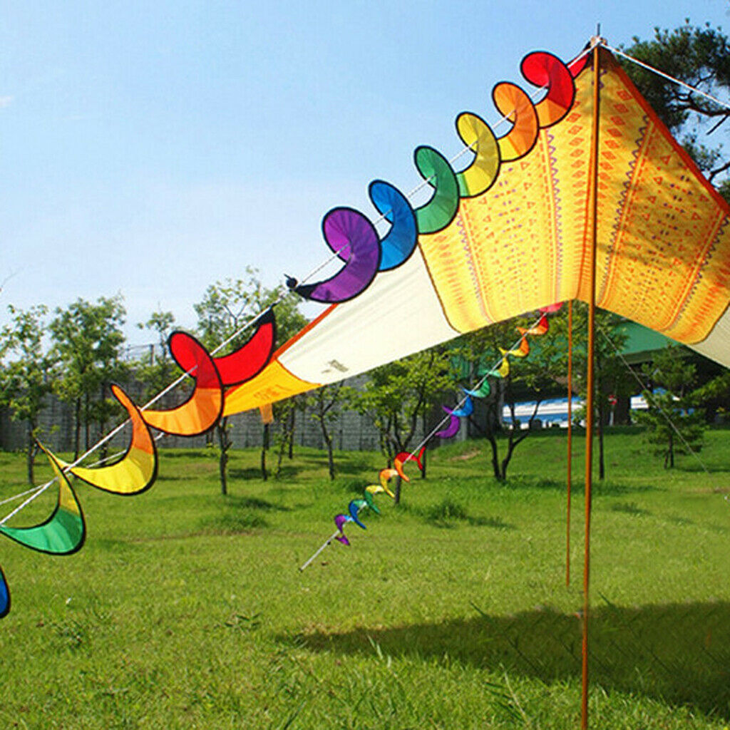 5 Packs Rainbow Hanging Wind Spinner, for Garden / Camping / Yard Decoration