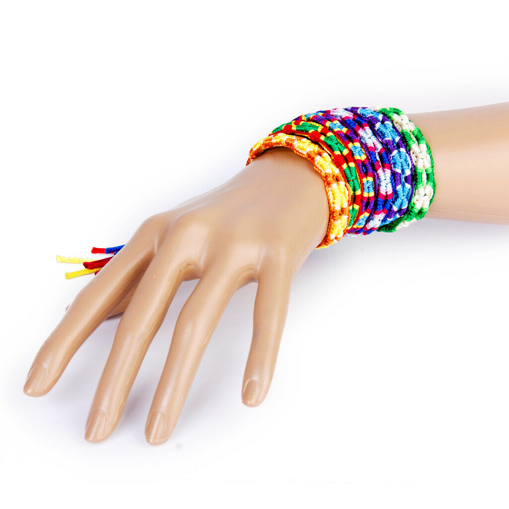 6 lucky woven braided friendship bracelets cuff bracelet