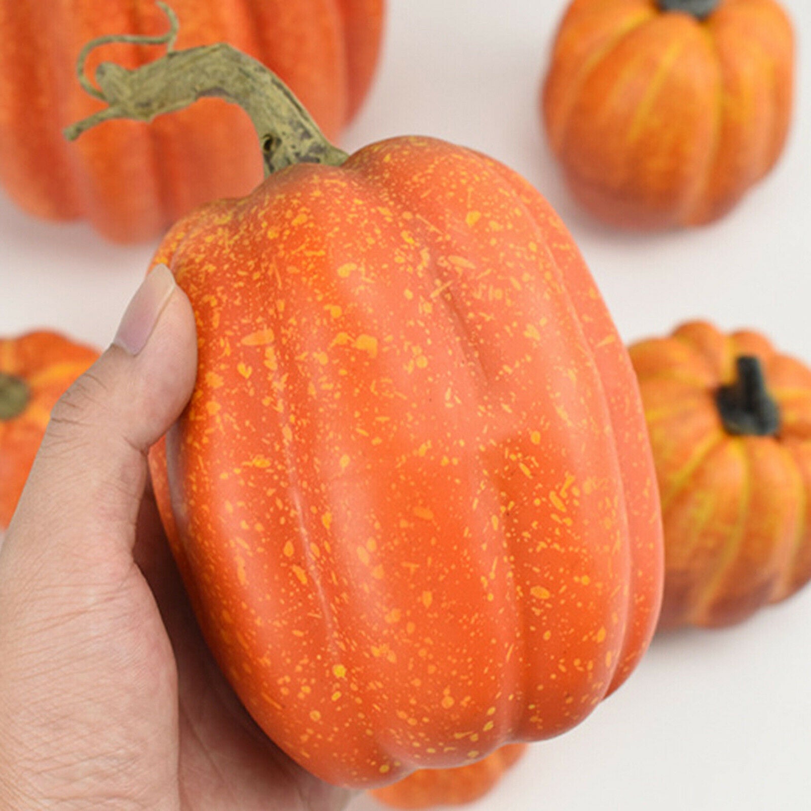 14Pcs Faux Pumpkins White Orange Seasonal Fall Decoration Autumn Harvest