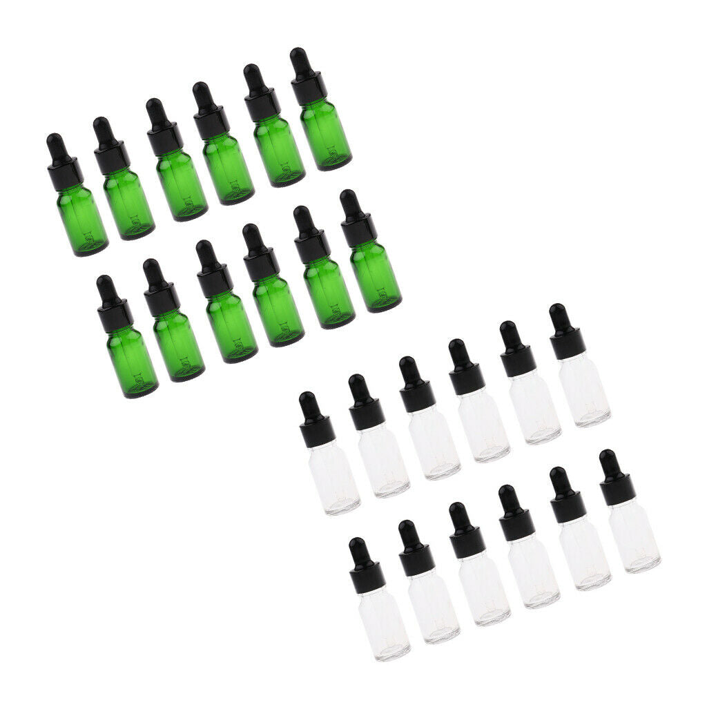 24 Pieces Mini Empty Reusable Dropper Bottles for Essential Oils Cosmetics