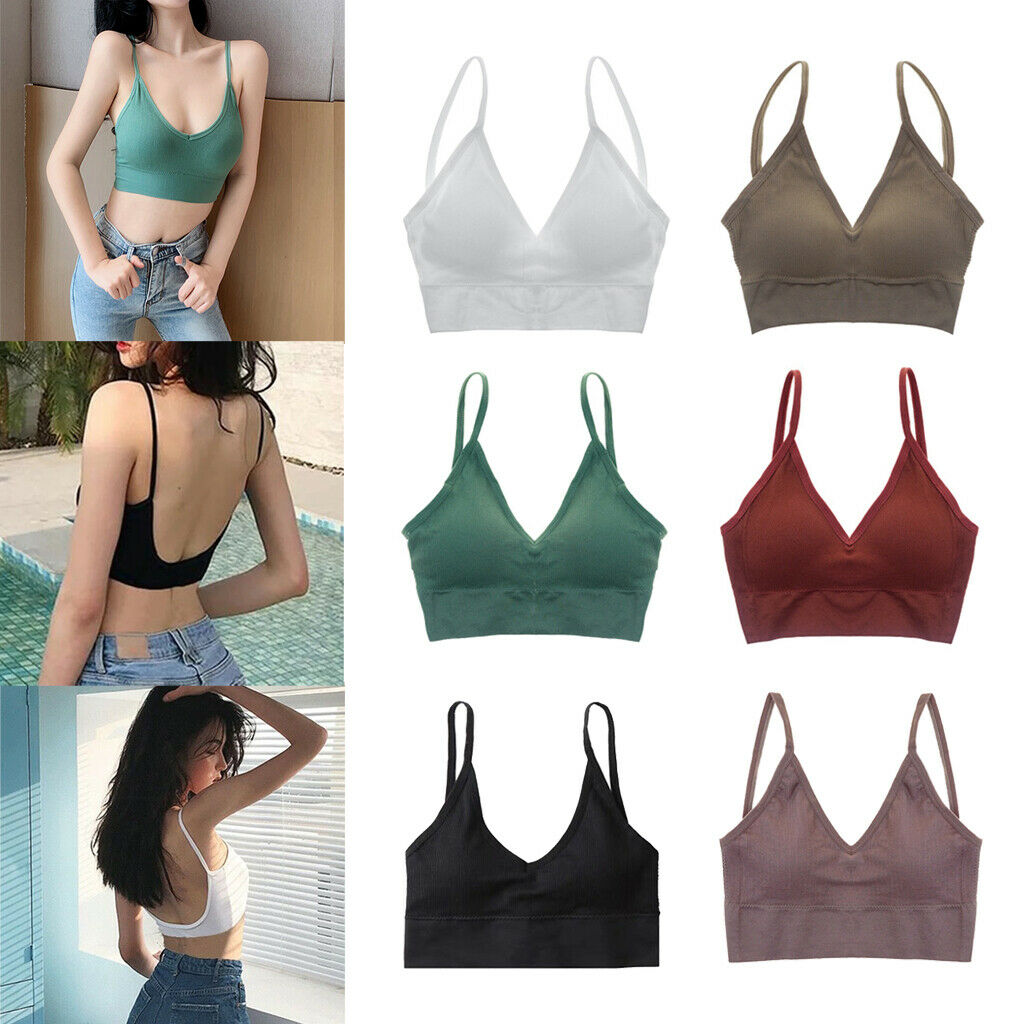 4pcs Womens Girls Bralette Spaghetti Straps Comfort Bra Bustier Crop Top