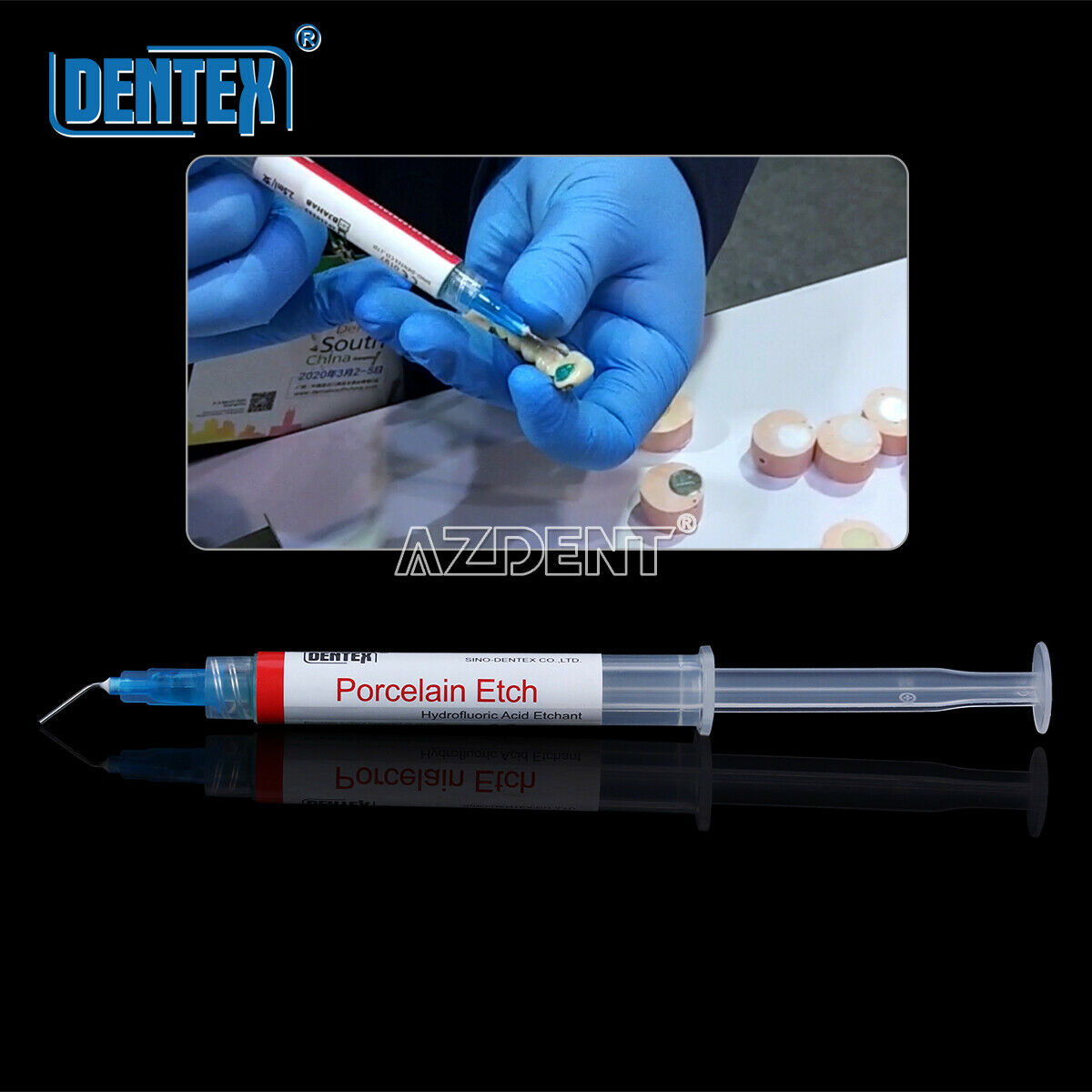 10X Dentex.Etch Dental Porcelain Gel 9.5% Hydrofluoric Acid Etchant 2.5ML