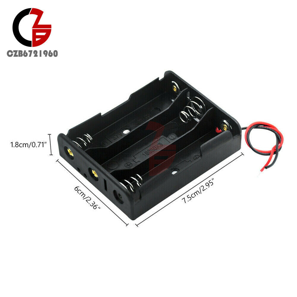 3 Slots 3X 18650 DIY Battery Storage Plastic Case Box Holder with Wire Leads