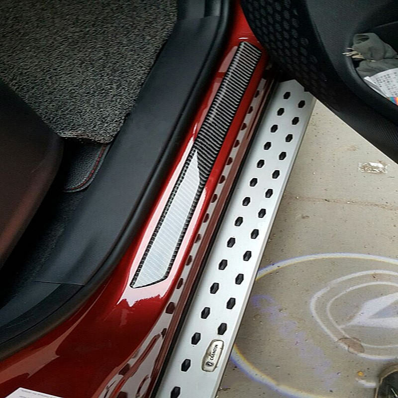 2x48.5CM Carbon Fiber Car Scuff Plate Door Sill Cover Panel Step Protector Guard
