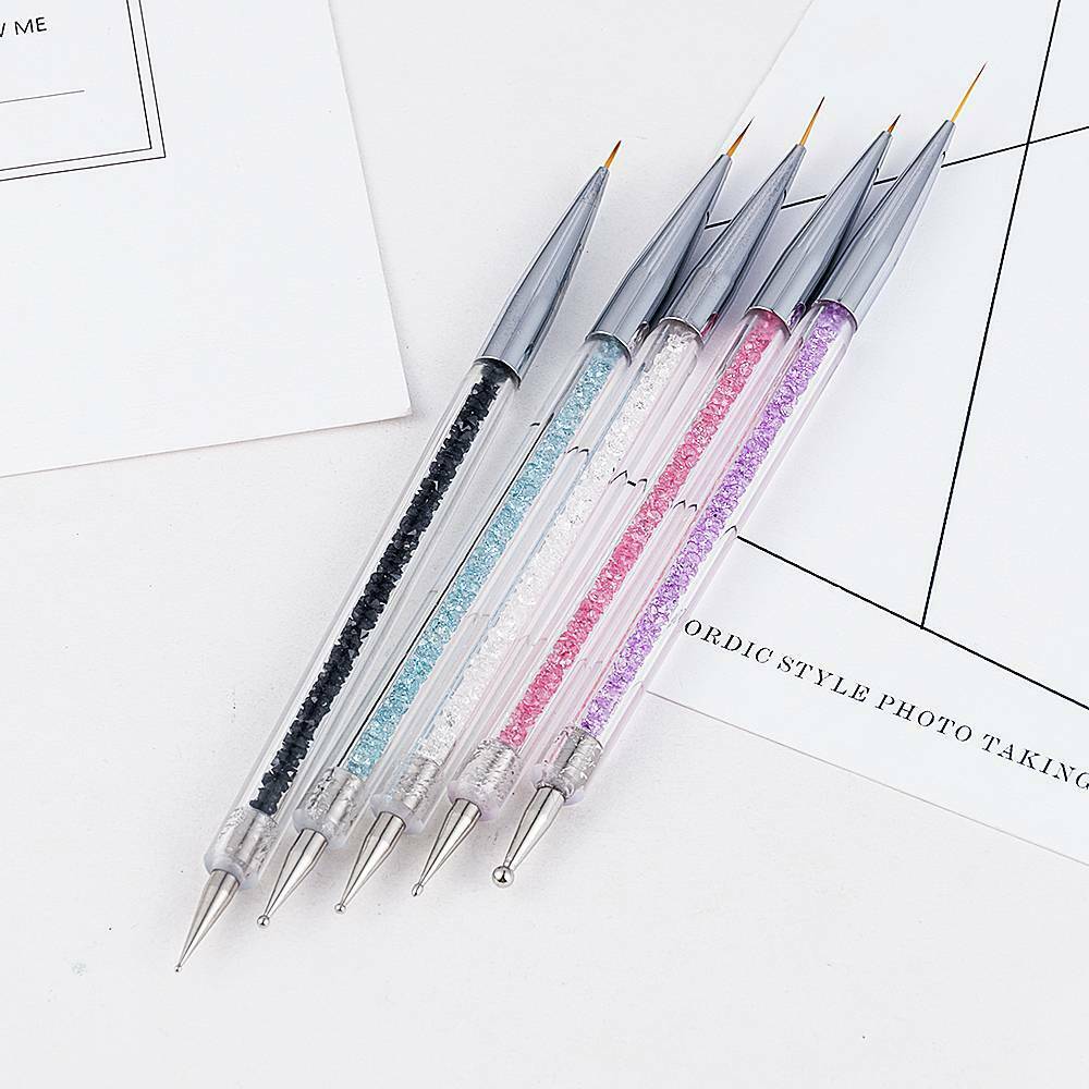 5x Nail Art Pen 2-Way Dotting Drawing Painting UV Gel Liner Polish Brushes Set
