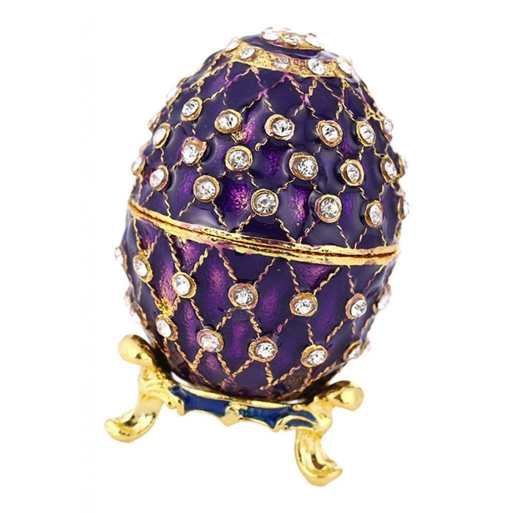 Creative Easter Egg Jewelry Box Rhinestone Trinket Holder Storage Desk Decor