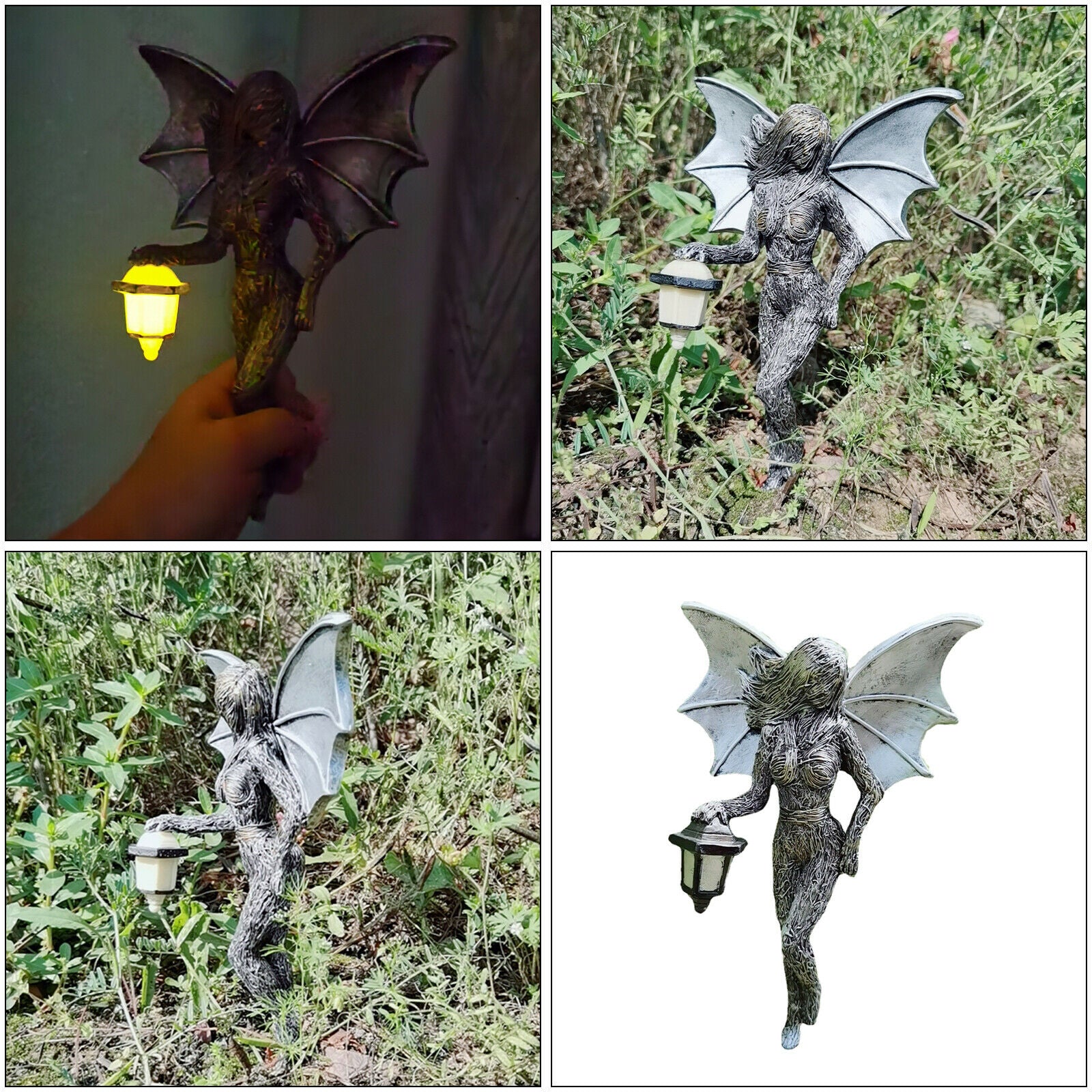 Garden Decor Angle Flower Fairy Statue Patio Sculpture Yard Lawn Decoration