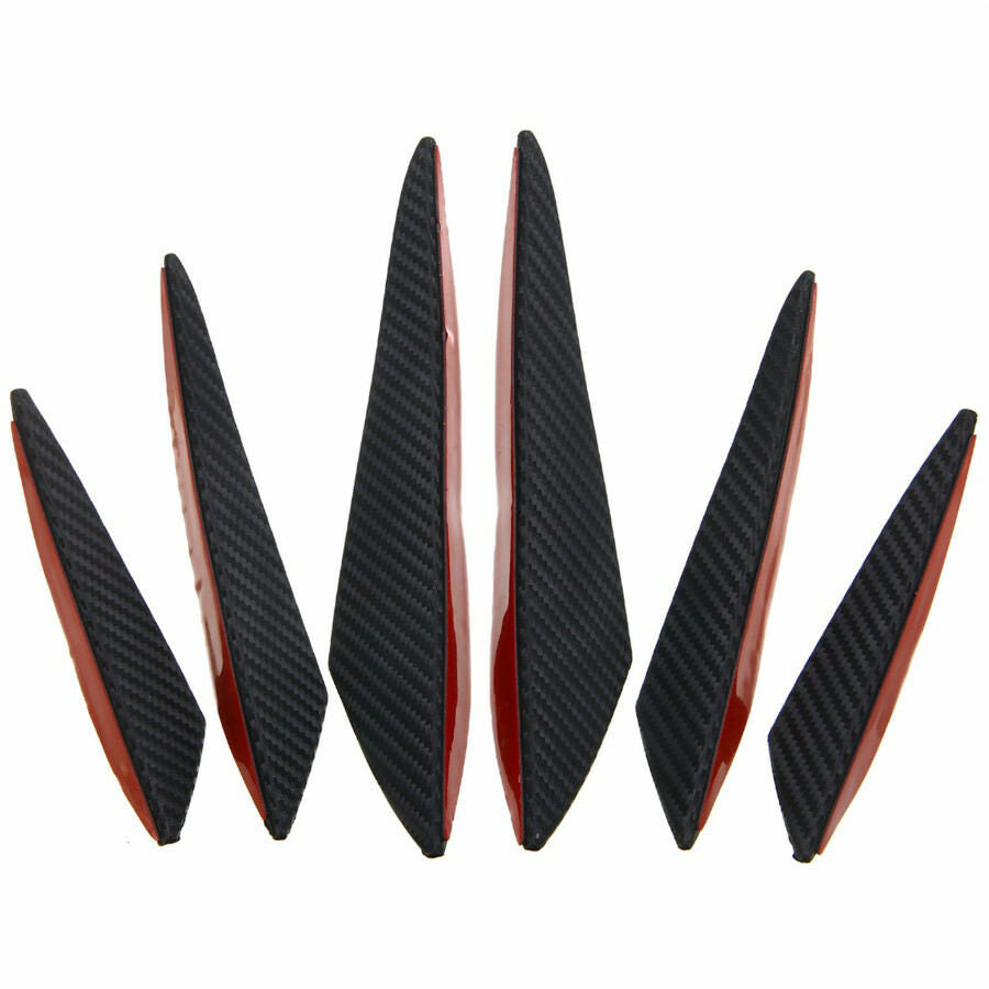 6Pcs Carbon Fiber Look Car Front Bumper Fins Spoiler Wing Lip Splitter Universal