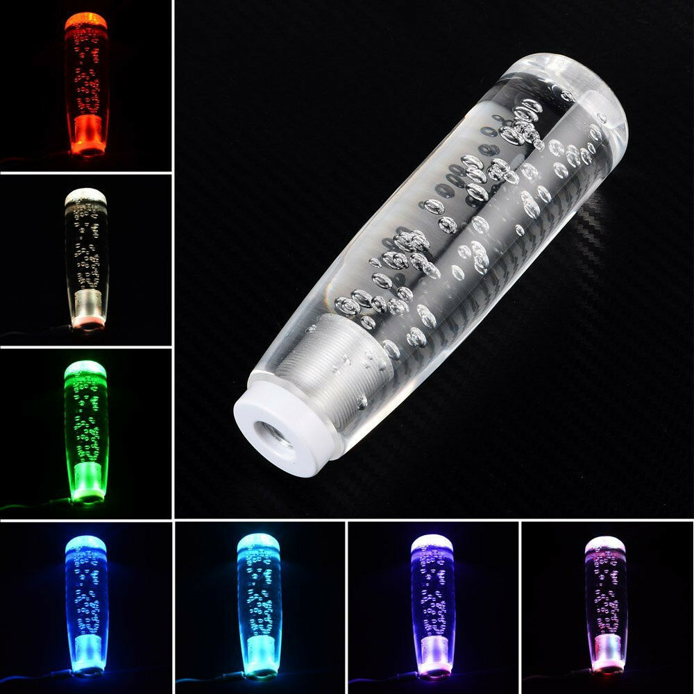 15CM Car SUV Universal Crystal Bubble Colorful LED Light Gear Shift Knob Shifter