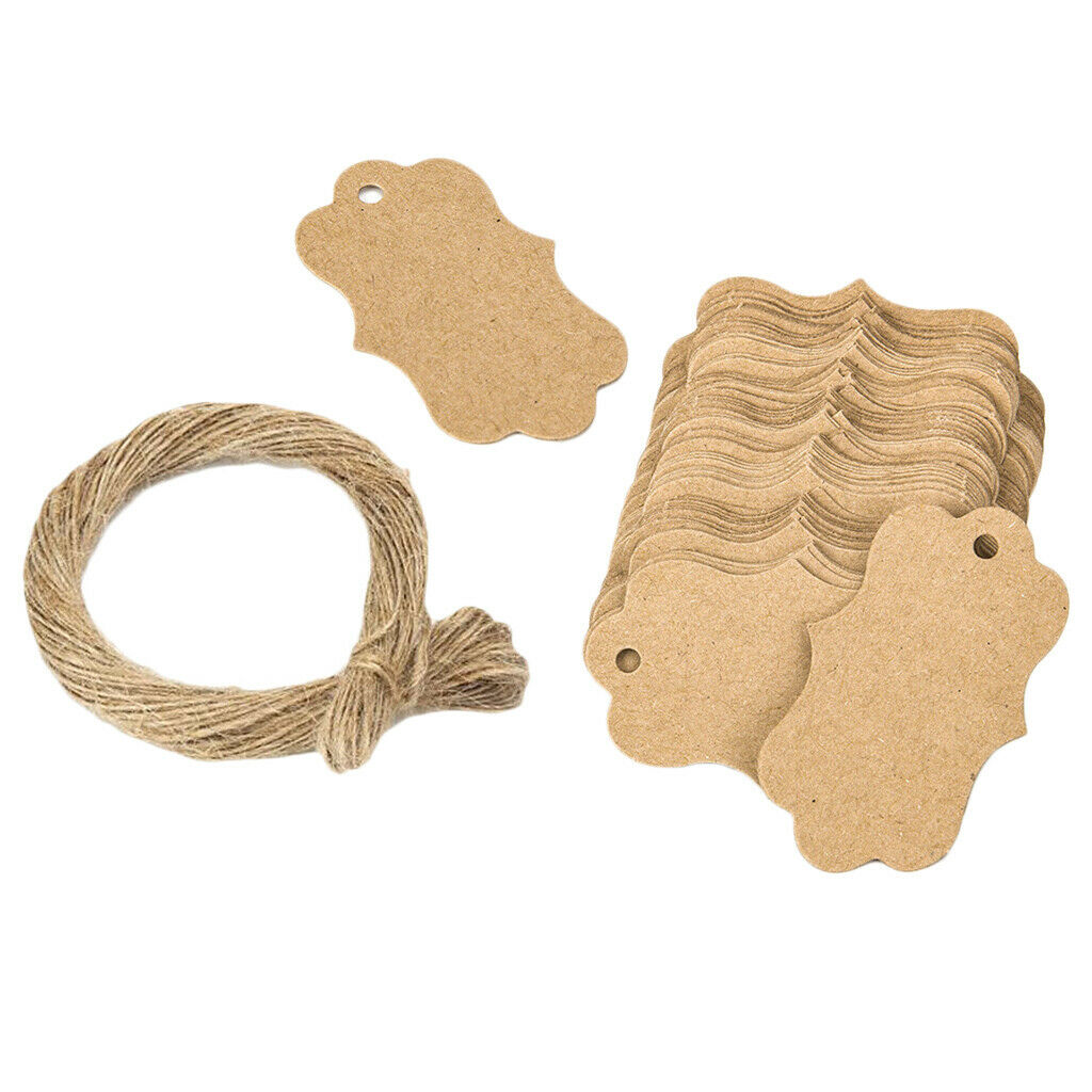 100x Blank Kraft Paper Gift Tags Card Label | Free String Price Labels 7x5cm
