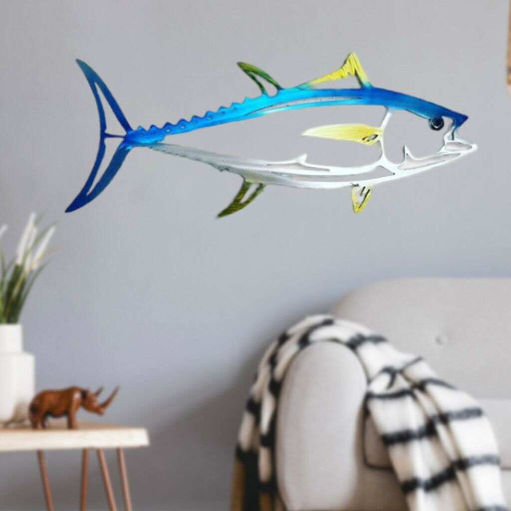 2Pack Metal Shark Wall Decor Art Ocean Fish Hanging Wall Sculpture Bedroom