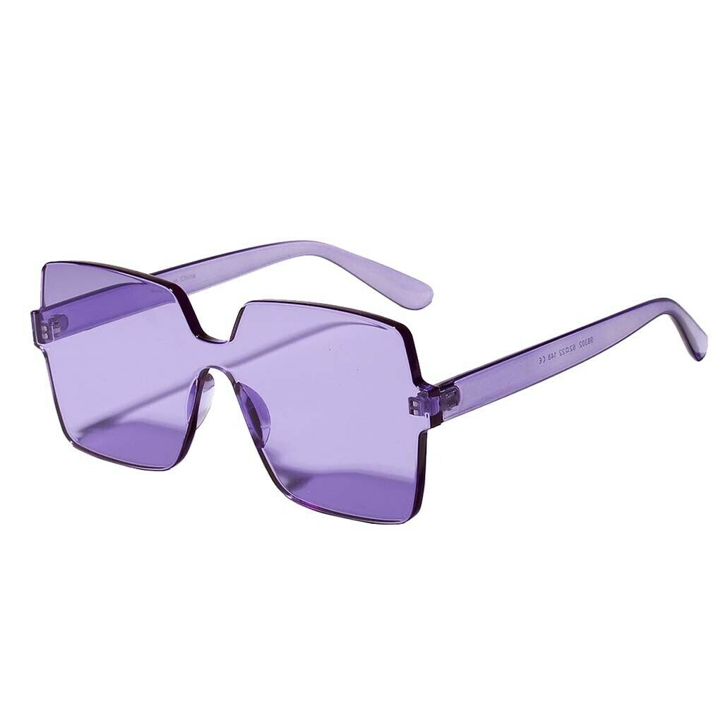 2PCS One-piece Sunglasses Square Rimless Designer Eyeglasses Party Shades