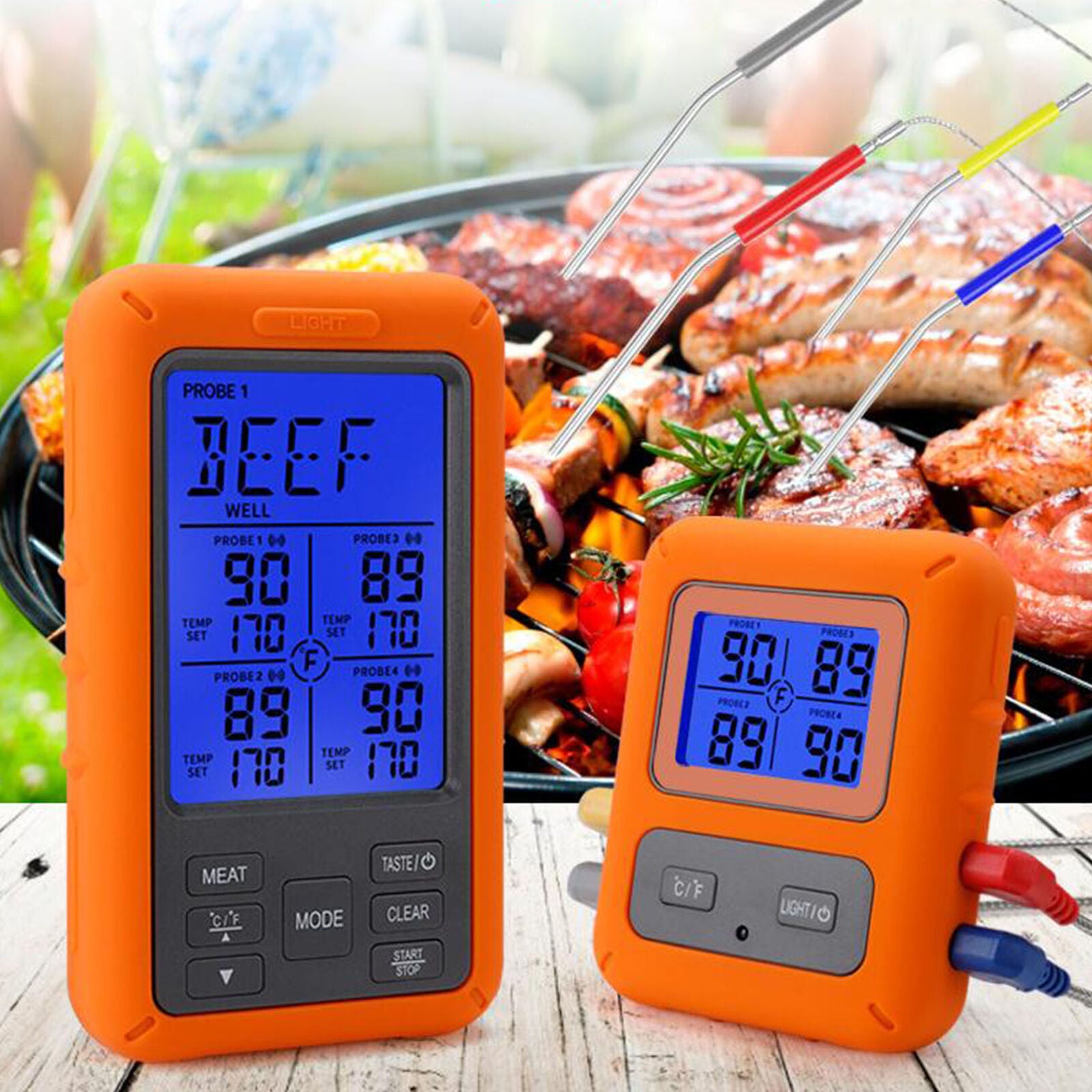 Remote Cooking Thermometer Digital BBQ Grill Oven Meat Wireless & Timer