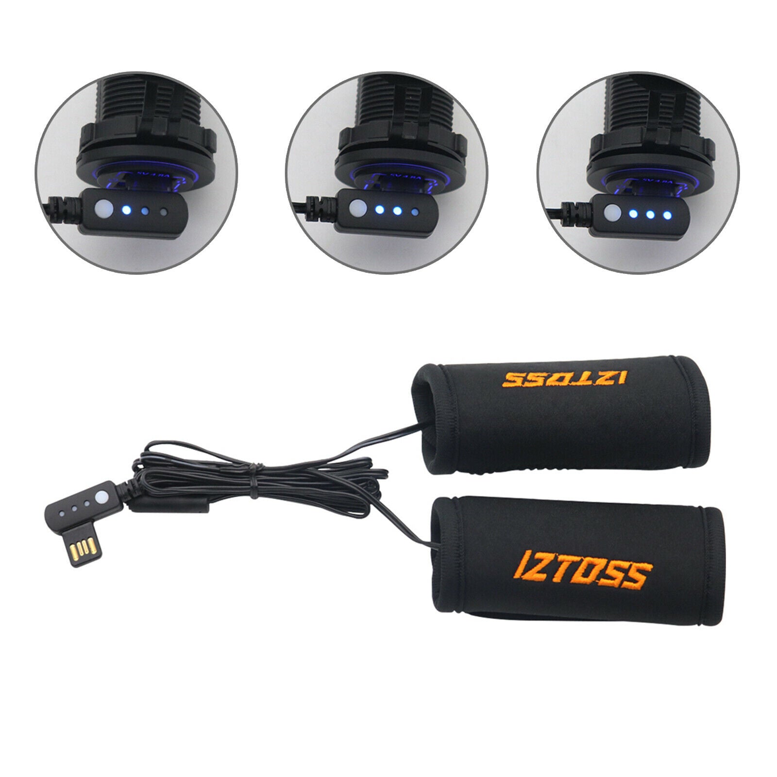 2Pieces Universal Handlebar Heated Grips Warmer Pad Anti-slip Wear-resistant