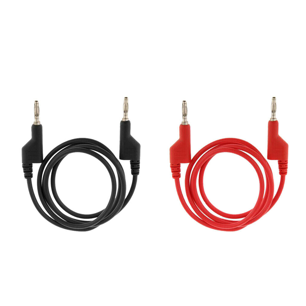 2Pcs Copper 25A Stackable 4mm Banana Plug Multimeter Test Cable Cord