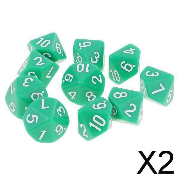 2X 10x Dice Polyhedral Dices Accessory Toys Table Games Gift Props Light Green