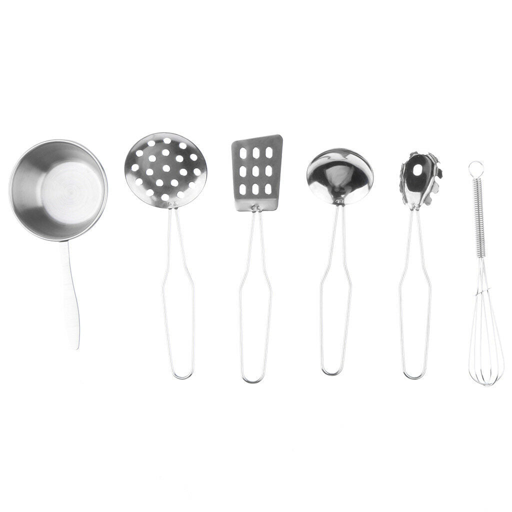 Kids Kitchen Utensil Set C -6 Stainless Steel Cooking Utensils for Role Play