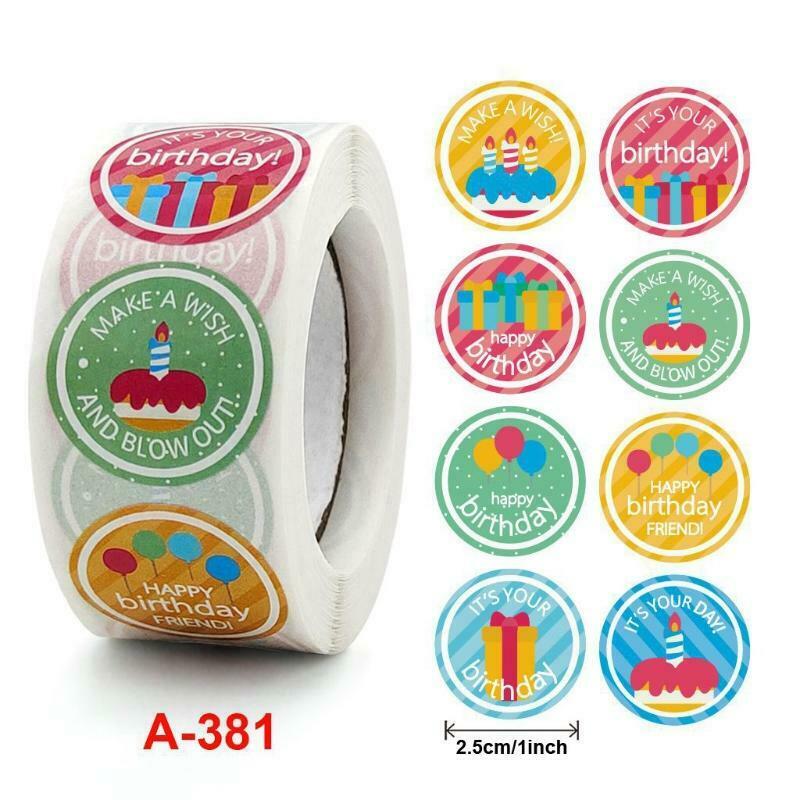 500 Pcs Round Birthday Wishes Label Stickers Present Package Decor Craft