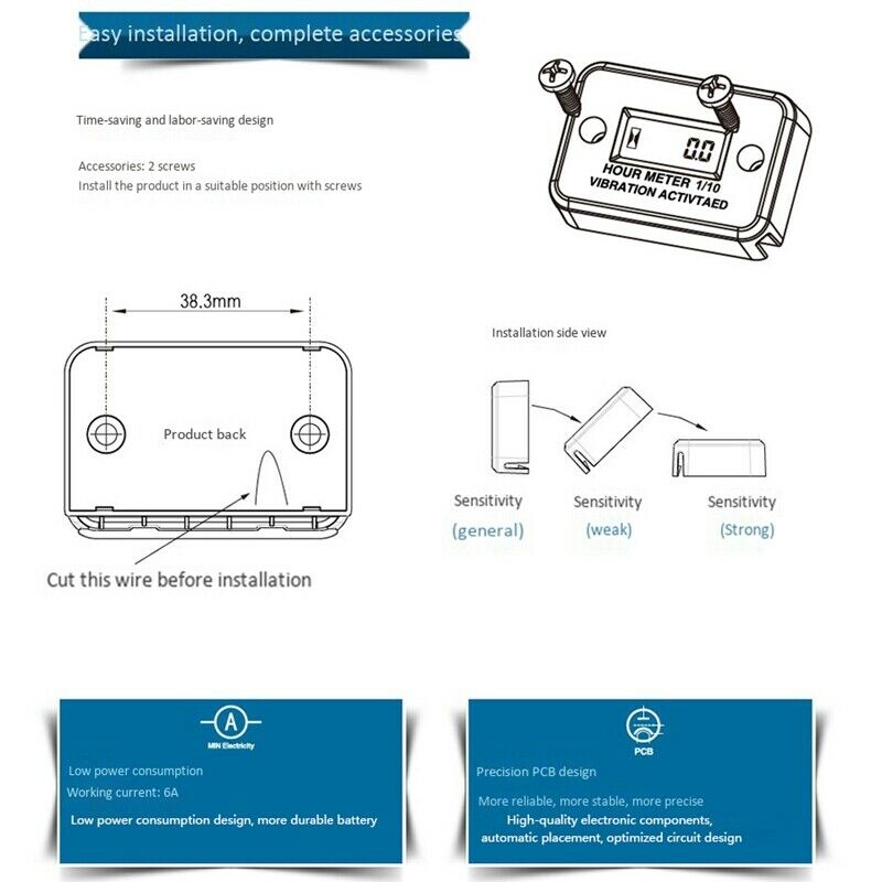 New Vibration Hour Meter with Battery Timer with Induction Portable MotorcycleM8
