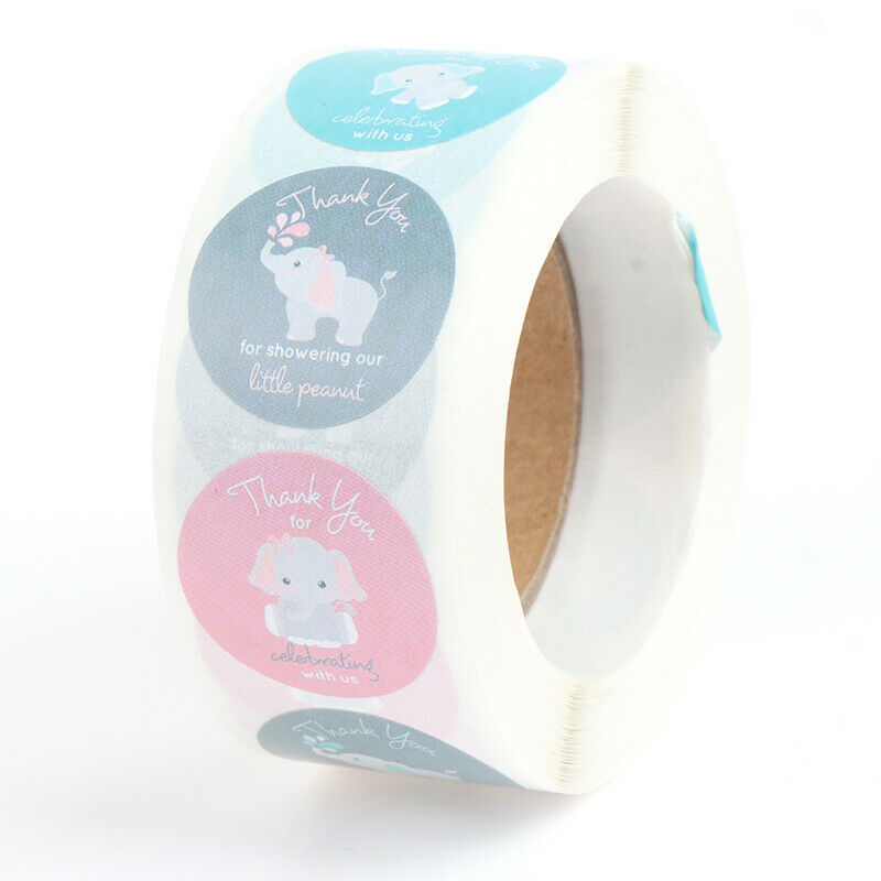 500pcs/roll round elephant thank you stickers scrapbooking for package la.l8