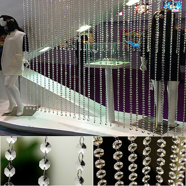 33Ft Beads Crystal String Curtain Bead Wall Panel Fringe Divider Room Door Decor