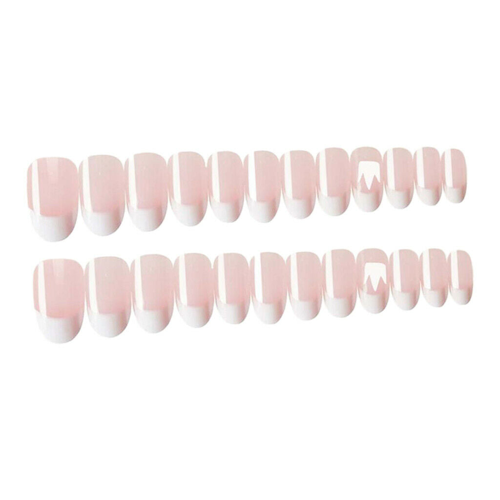 24 Pieces Natural Oval Head Round Full Cover False Nails Tips Finger Tips