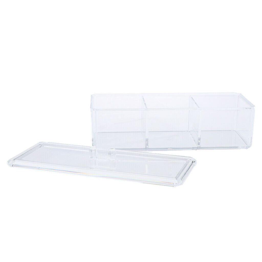 Acrylic 3 Grids Storage Makeup Cosmetic Organizer Decoration Jewelry Box&Lid