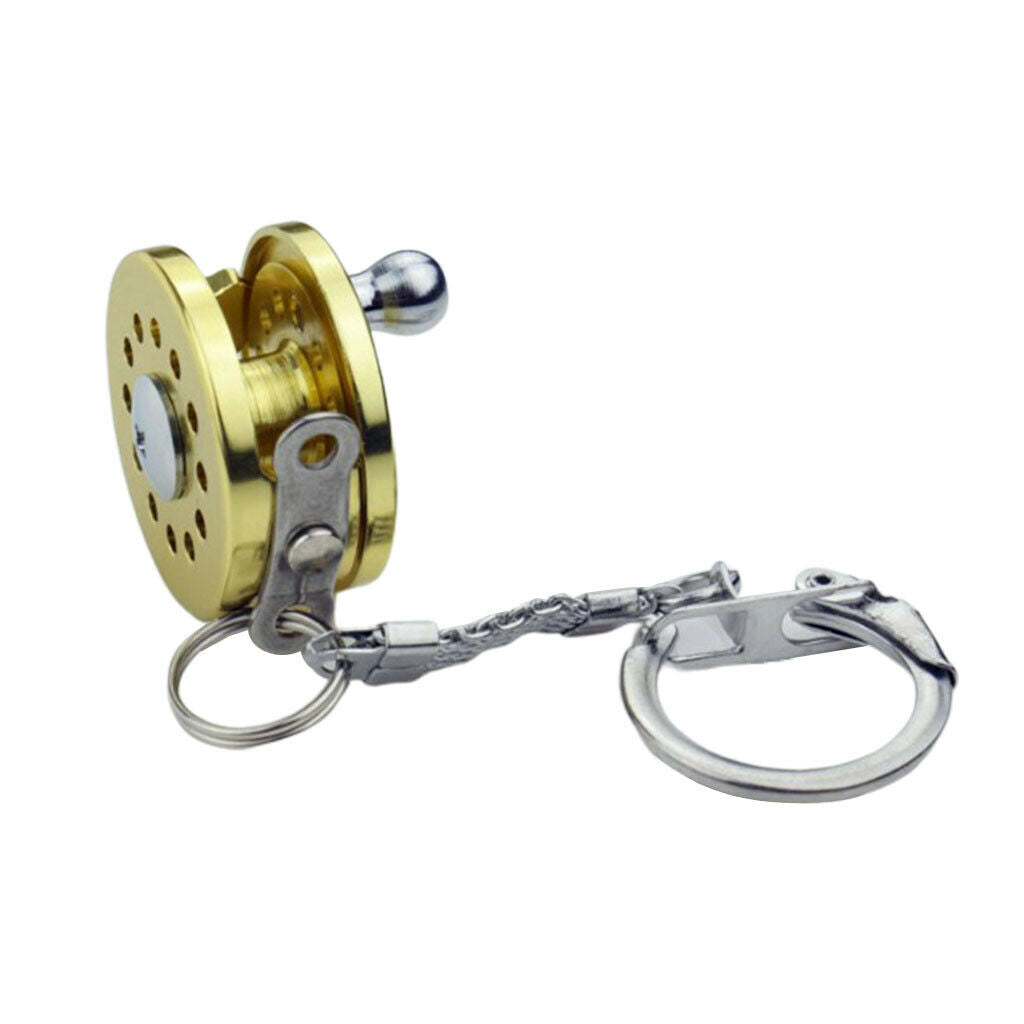 Cool Novelty Mini Aluminum Fly Fishing Reel Key Chain Fish Wheel Keychain