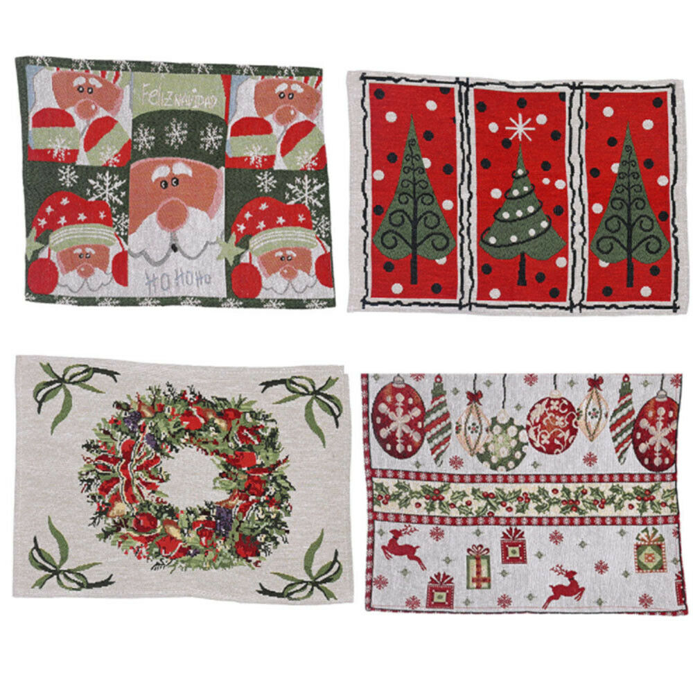Christmas Knitted Tablecloth Santa Claus Small Tree Kitchen Placemats Decoration