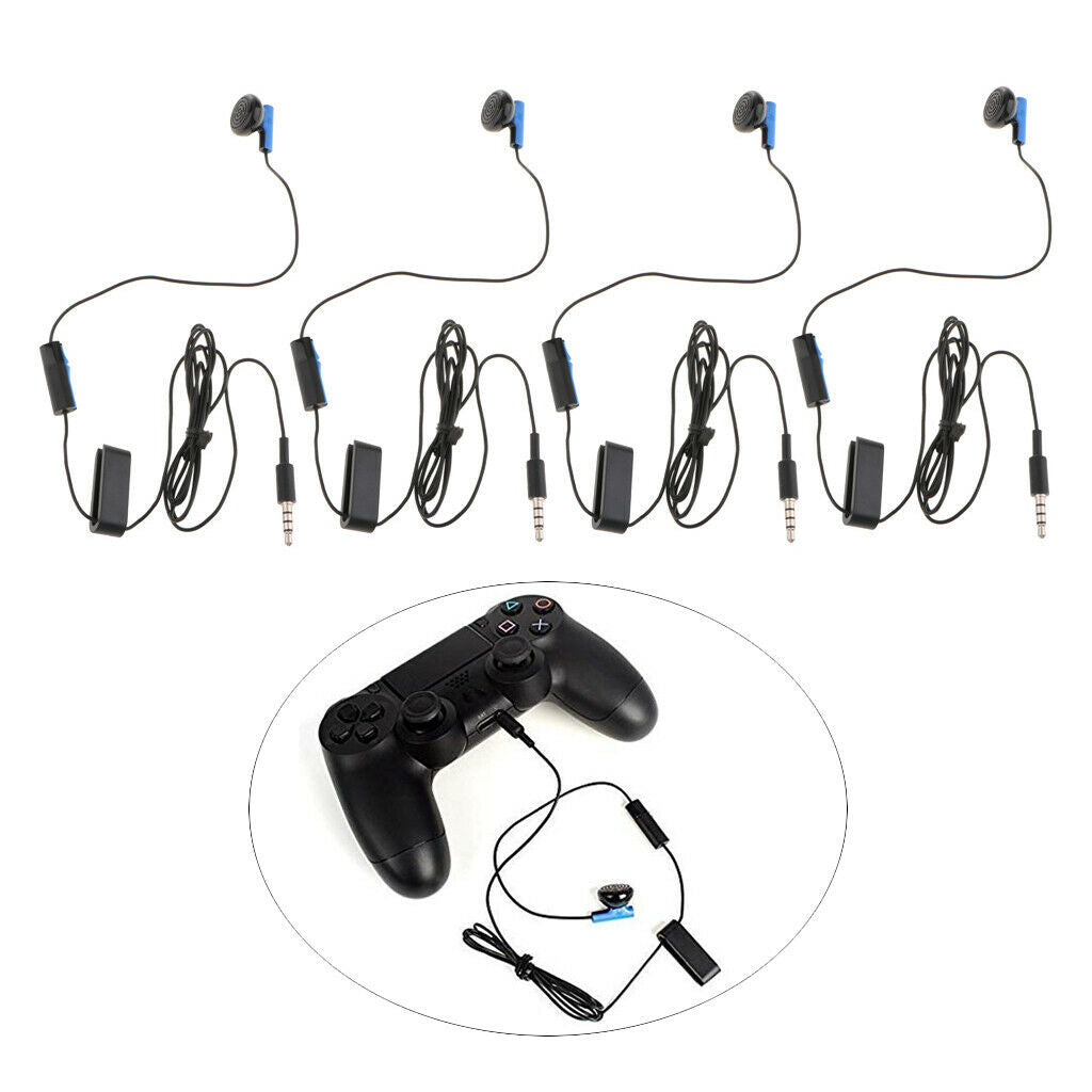 4Pieces Portable Mono Earphone with Mic 1.2m Headset Earpiece for Sony PS4