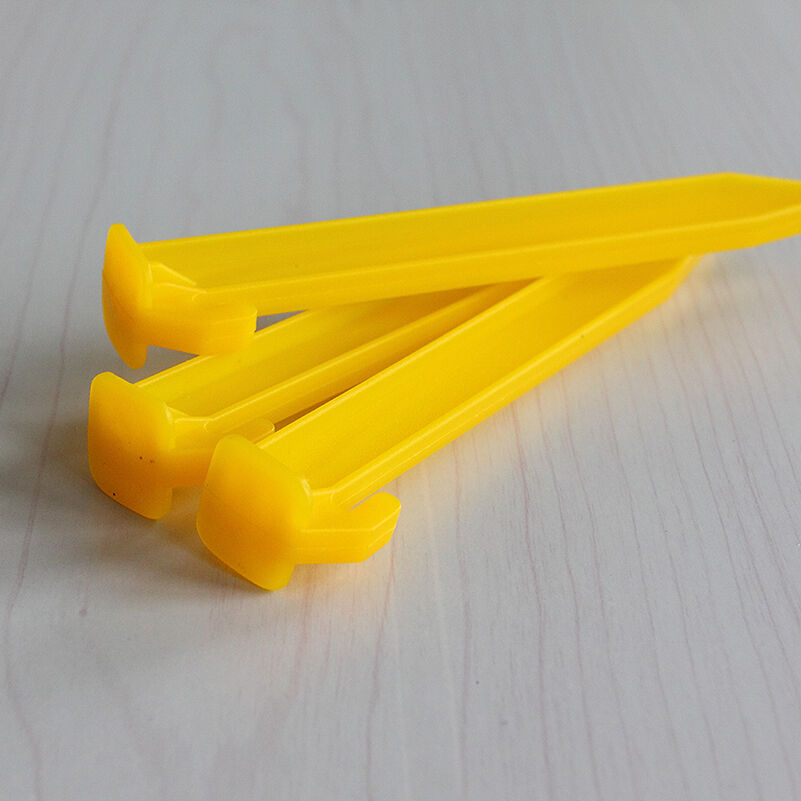 10x YELLOW HEAVY DUTY PLASTIC CAMPING & AWNING TENT SAND GROUND PEGS STAK.l8
