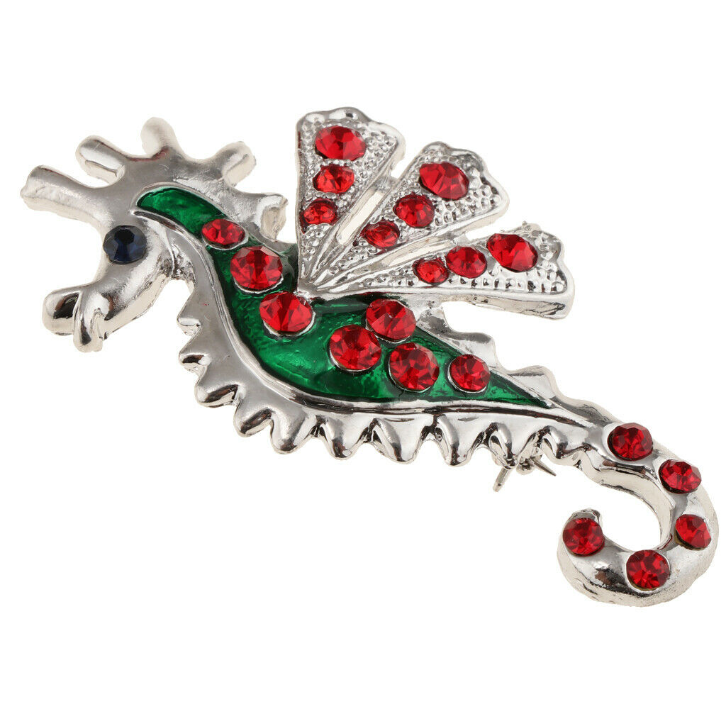 Fashion Crystal Animal Brooch Pin Rhinestone Personality Brestpin Sea Horse
