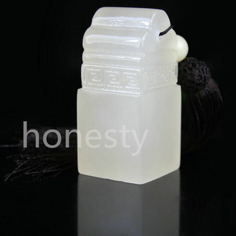 Chinese Traditional Carving Seal Sculpture Stone White Jade DIY Seal Art Craft