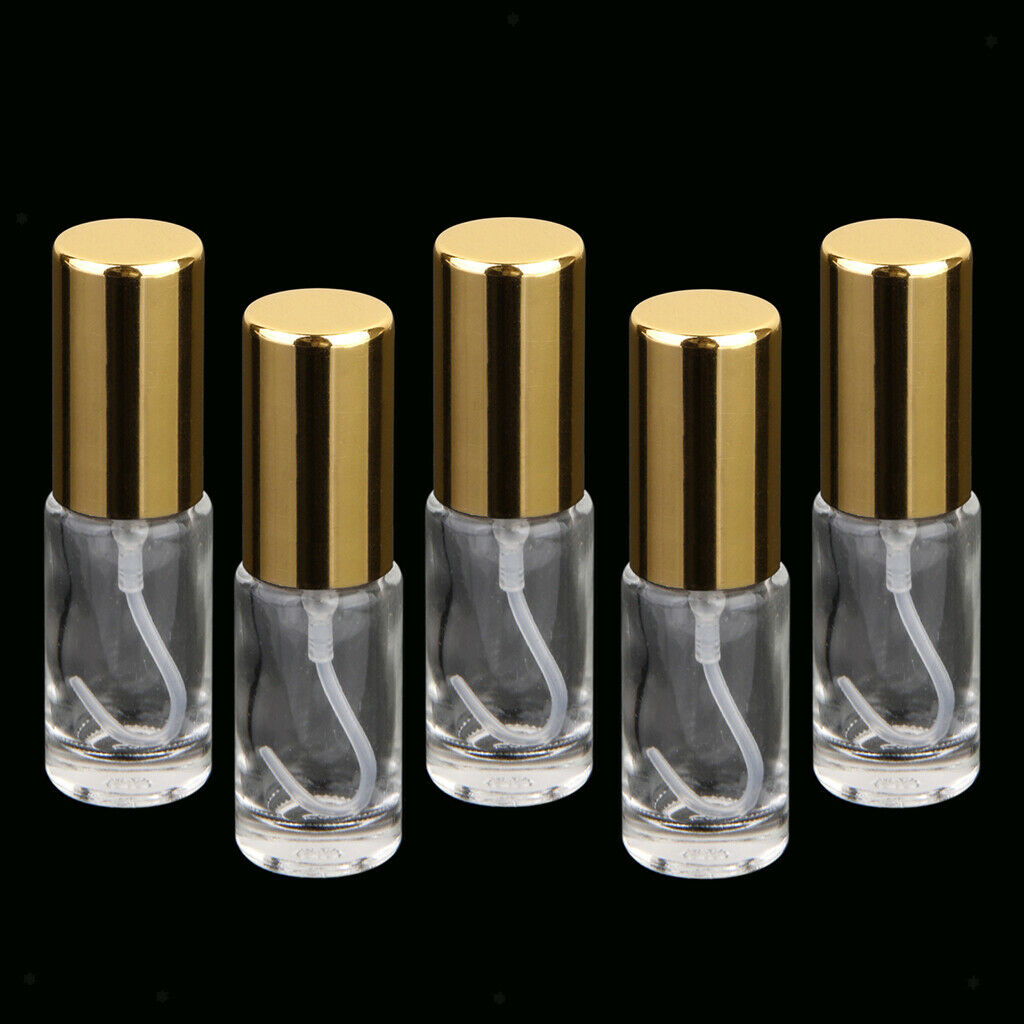 5x Mini Glass Refillable Perfume Empty Bottle Pump Spray Container Vial 5ml